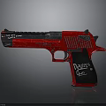 Red And Black Desert Eagle Pistol With .50 AE Caliber And Distinctive Design