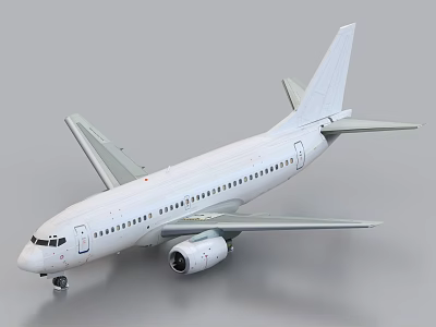 White Jet Airliner With Fuselage Wings And Engine On Gray Background 3d model