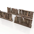 Rustic Wooden Fence Railings Multiple Decorative Structures With Natural Texture 3d model