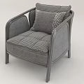 Gray Fabric Single Sofa With Checkered Pattern Cushions And Armrest Design 3d model
