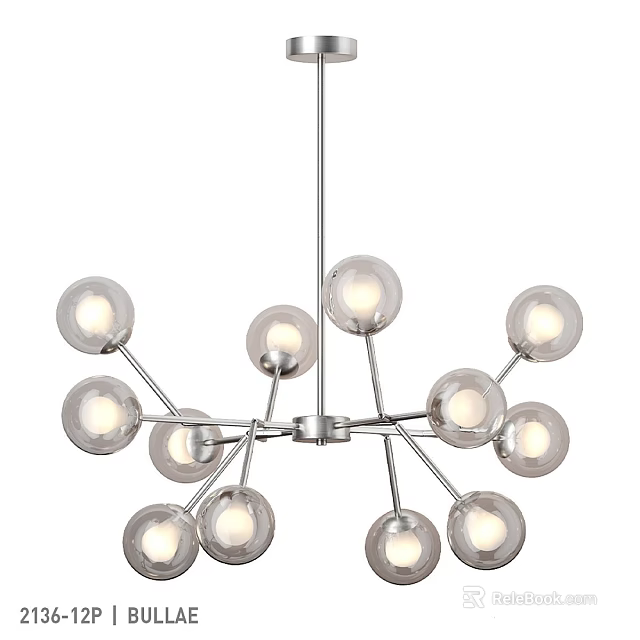 Modern Sputnik Chandelier with Glass Globes and Metal Frame for Home Decoration 3d model 
