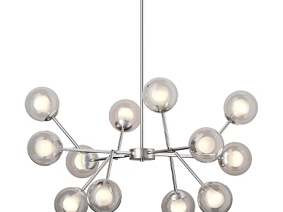 Modern Sputnik Chandelier with Glass Globes and Metal Frame for Home Decoration 3d model