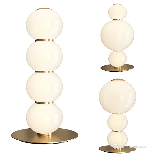 Modern Floor Lamps With Spherical Glass Shades And Gold Bases 3d model 