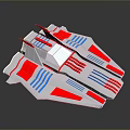 Futuristic Aerodynamic Model With White Body Red Blue Stripes And Sleek Design
