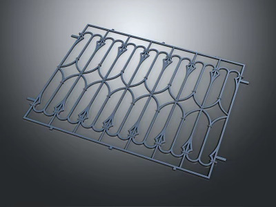 Intricate Ornate Metal Fence With Structural Curved Patterns And Pointed Elements 3d model