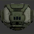 Green Mechanical Style Household Item With Layered Panels Control Buttons And Industrial Design