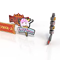 Colorful Decorative Signage Set With Shinahara Red Sign Crazy Spoons And Number 6 Street Sign