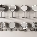 Modern Round Bathroom Mirrors With Metal Stands Tabletop And Wall Mounted Design