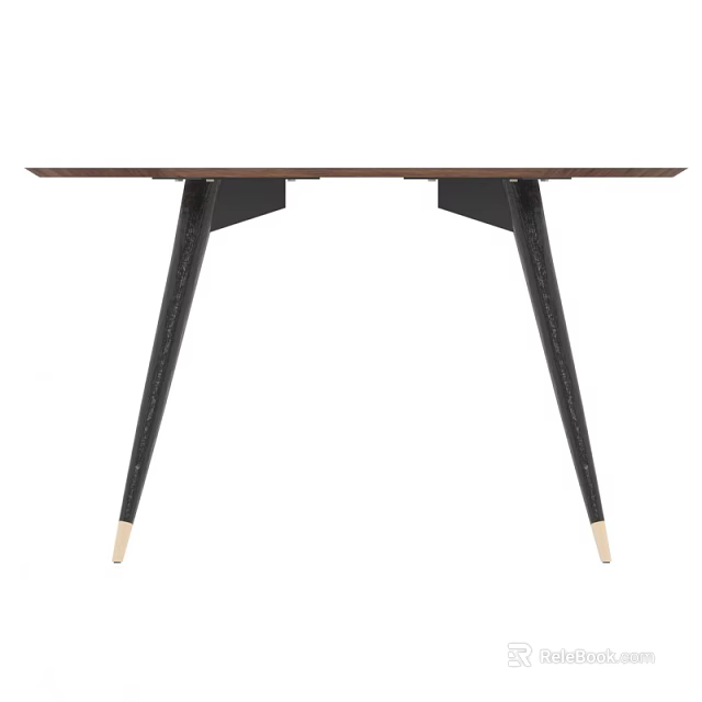 Modern Coffee Table With Wooden Top And Angled Black Metal Legs Design 3d model 