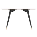Modern Coffee Table With Wooden Top And Angled Black Metal Legs Design