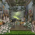 Natural Style Restaurant Interior With Green Plants Mushroom Decorations And Wooden Structure