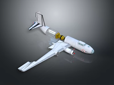 3D Model Cargo Airplane Featuring Open Hold White Fuselage Detailed Wings And Tail 3d model