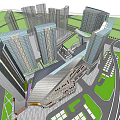 Modern Commercial Complex With High Rise Buildings Green Spaces And Integrated Transportation Links