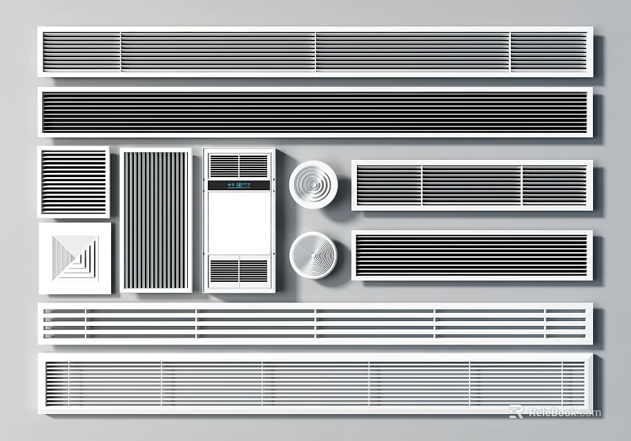 Different Designs of Air Conditioner Vents Including Grilles and Linear Styles for Home and Office 3d model 