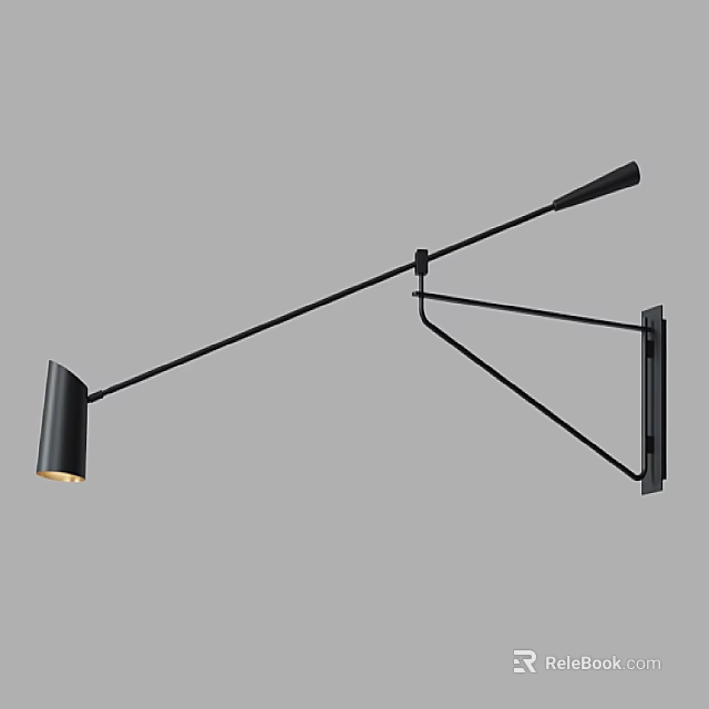 Modern Black Wall Lamp With Adjustable Arm And Minimalist Wall Mounted Design 3d model 