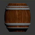Wooden Barrel With Silver Metal Hoops And Natural Wood Grain Finish