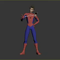 Spider Man Game And Movie Character In Red Blue Costume Posing With Web 3d model
