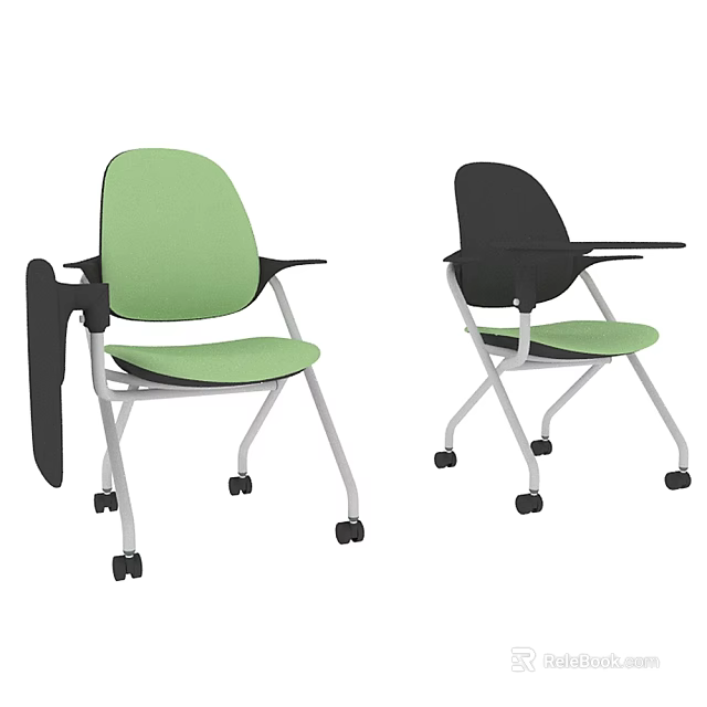 Modern Office Chair With Green And Black Design Armrest And Wheels 3d model 