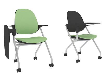 Modern Office Chair With Green And Black Design Armrest And Wheels 3d model