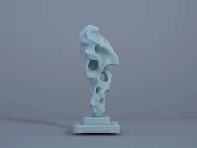 Abstract Sculpture Carving With Hollow Holes White Material And Square Base 3d model