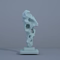 Abstract Sculpture Carving With Hollow Holes White Material And Square Base 3d model