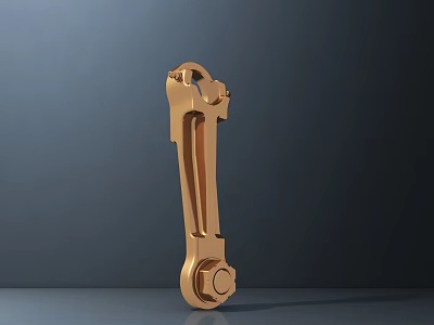 Golden Metal Door Handle With Modern Decorative Design For Home Interior 3d model