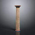 Fluted Classical Column With Ornate Capital Intricate Carvings And Colorful Base