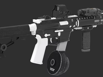 Modern Tactical Rifle With Scope Magazine Tactical Grip And Black White Design 3d model