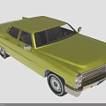 Shiny Yellow Vintage Classic Sedan With Retro Design And Chrome Details