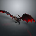 Flying Dragon With Red Wings Black Body Spread Wings In Flight Pose