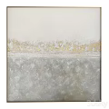 Abstract Painting With White Canvas Gold Circular Patterns Vertical Lines And Modern Texture 3d model