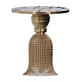 Elegant Round Side Table With Marble Top And Gold Mesh Base Design 3d model