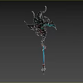 Ornate Fantasy Weapon Design With Blue Flames And Intricate Metal Details