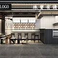 Modern Milk Tea Shop Interior Design With Counter Tables Chairs And Menu Boards