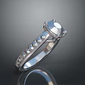 Elegant Silver Diamond Ring With Solitaire Center And Side Stones 3d model