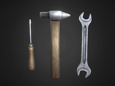 Essential Hardware Tools Such As Screwdriver Hammer And Wrench For DIY Projects 3d model