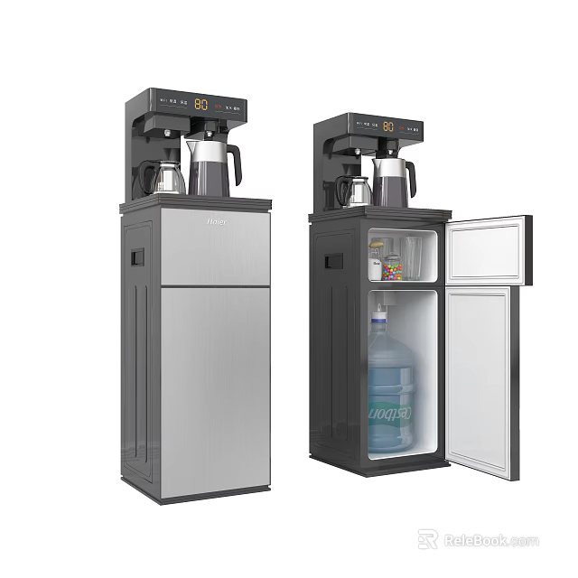 Stainless Steel Household Water Dispenser With Storage Cabinet And Bottle 3d model 