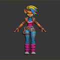 Colorful 3D Character With Blue Yellow Hair Orange Skin Red Jacket And Pink Boots