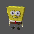 SpongeBob SquarePants Character With Big Eyes Smile Brown Shorts White Shirt Red Tie Black Shoes