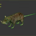 Realistic 3D Rendered Brown Rat With Pink Ears And Long Tail Standing On Dark Surface