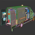 Grey Van Interior With Open Rear Doors And Service Equipment Storage