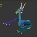 Blue Dragon Game Movie Character With White Horns Red Eyes And White Claws