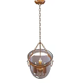 Vintage Hanging Chandelier With Gold Chain And Glass Shade For Interior Decor