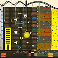 Indoor Playground Equipment With Climbing Walls Hanging Rings Colorful Ladders And Safety Mats