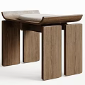 Modern Black And Wooden Stools With Green Plant Near Stone Wall Background