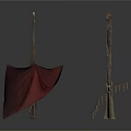 Essential Living Supplies With Red Fabric Curtain Hooks And Wooden Shelf Decor