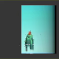 Colorful Cartoon Underwater Scene With Green Rock Formation Red Character Red Balloon And White Clouds
