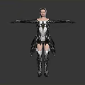 Fantasy Female Character With White Hair And Silver Winged Armor Arms Outstretched
