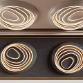 Modern Ceiling Design With Circular LED Light Rings And Recessed Smooth Panels 3d model