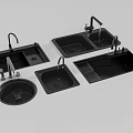 Black Kitchen Sinks With Various Designs Single Double Bowl And Faucets 3d model